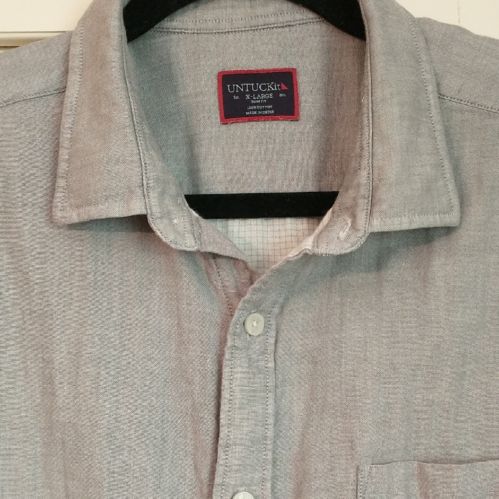 UNTUCKit Light Gray‎ Long Sleeve Button-up, Slim Fit , 100% Cotton Size XL